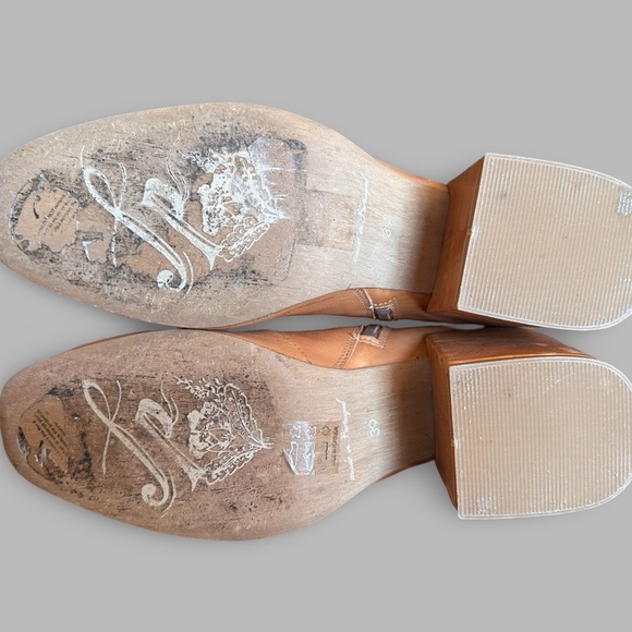 Free People Leather Nicola Ankle Boots Camel Tan Brown Sz 39 - Picture 6 of 9